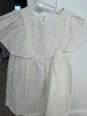 Zara Cream Flutter Sleeve Kids Dress